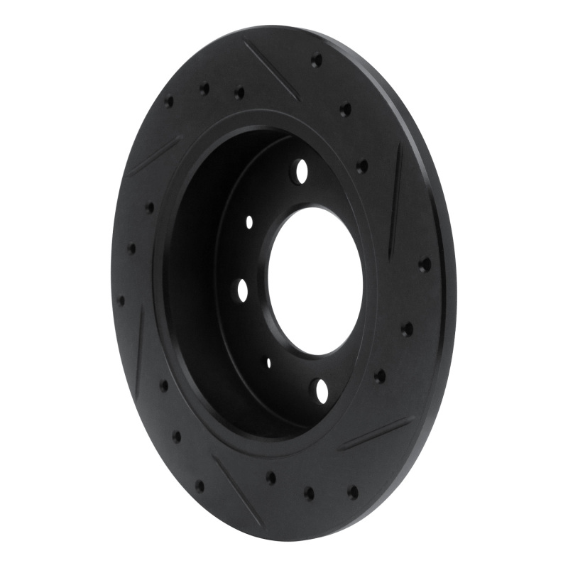 Kia Spectra Brake Rotor (1) - Rear Left - R1 Concepts - Drilled & Slotted - Black - `04-`09